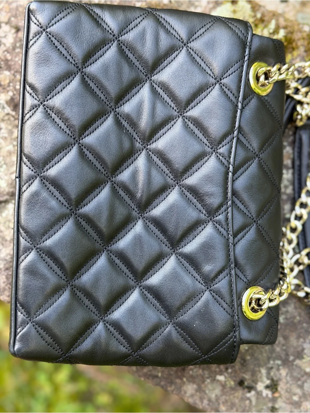 Kate Spade Natalia WKRU7074 black quilted leather crossbody/shoulder bag gold